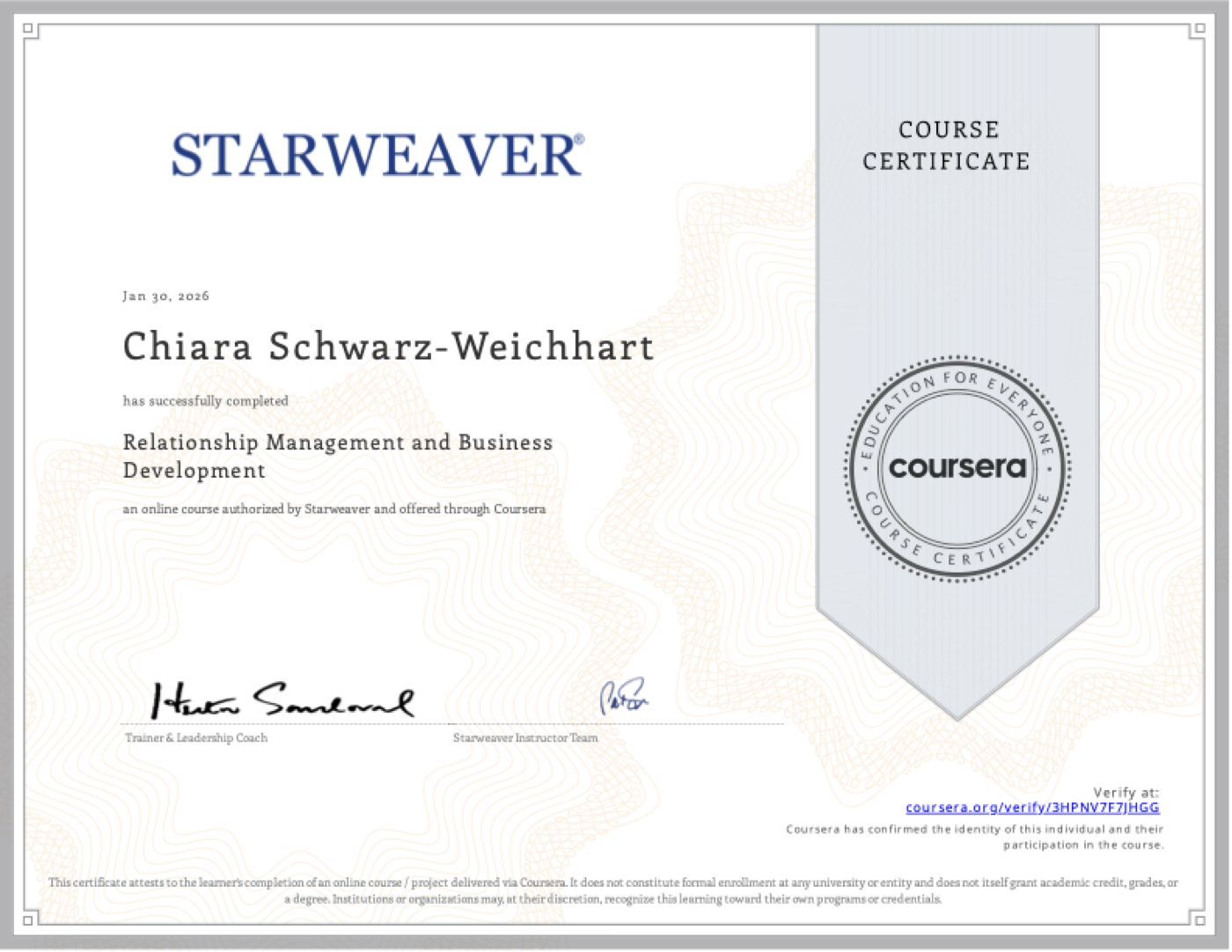 Business Development Certificate